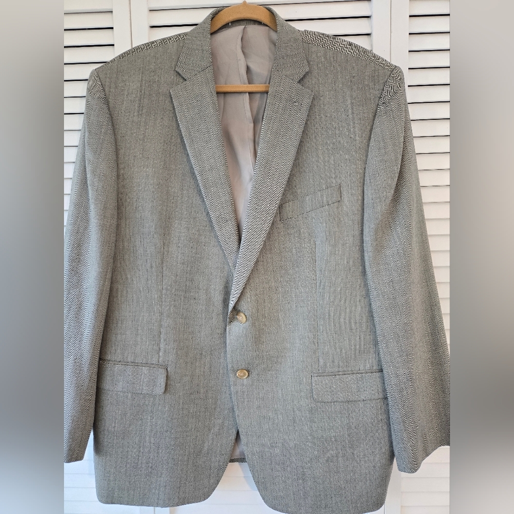 Lauren Ralph Lauren gray green herringbone mens jacket. Size 48R